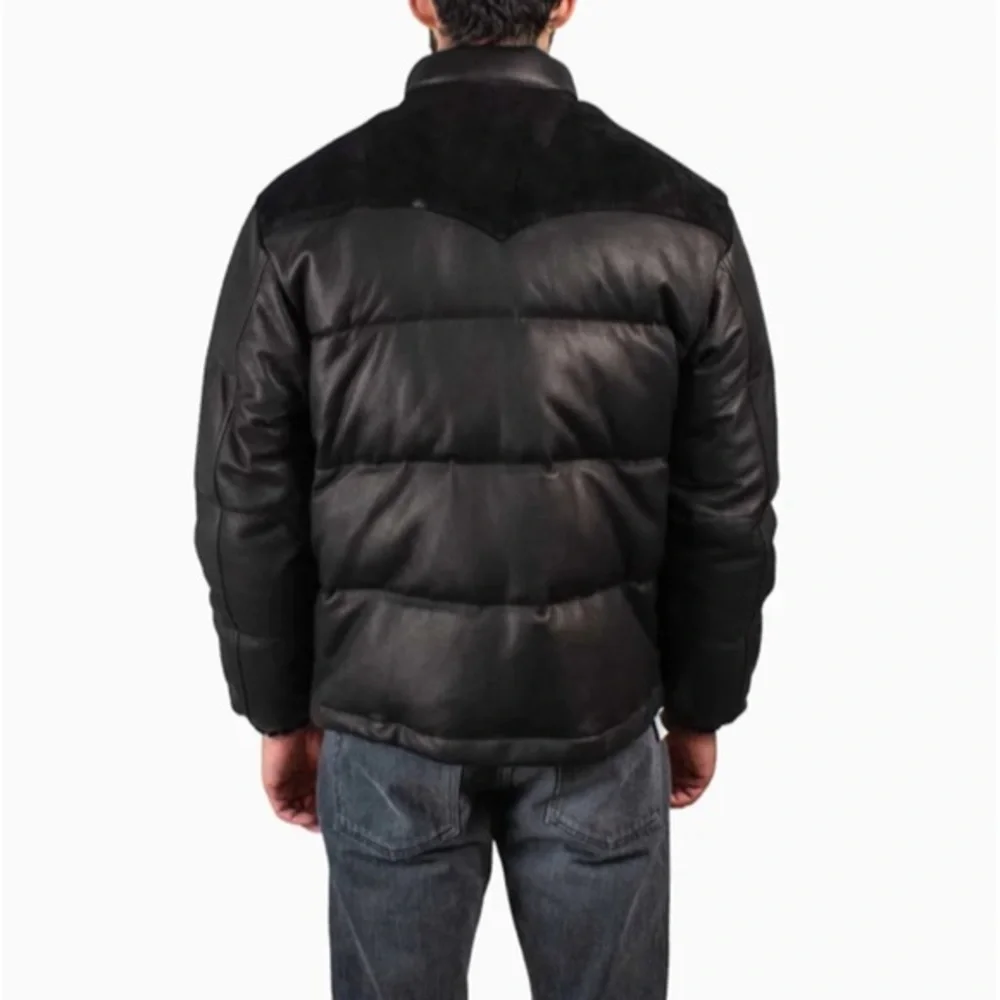 NWT ROBERT GRAHAM MEN’S‎ PUFFER JACKET FAUX LEATHER/SUEDE COAT BLACK INSULATED